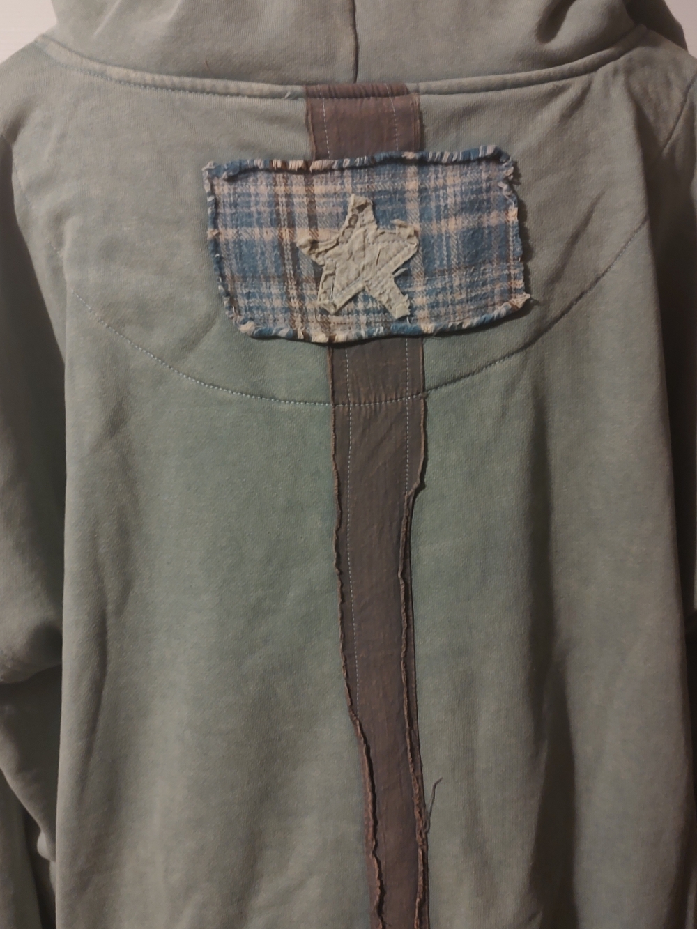 OLI & HALI Distressed Stellar Vibes Oversize Patchwork Hoodie Sz Large - Picture 8 of 9